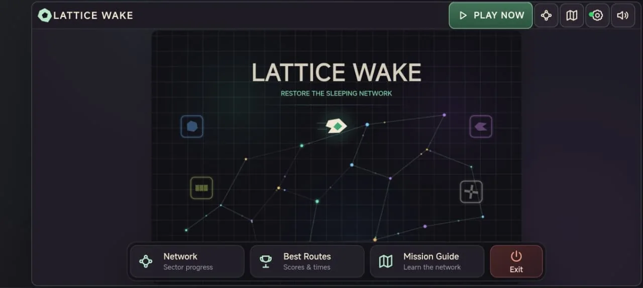 Lattice Wake main menu showing the sleeping network